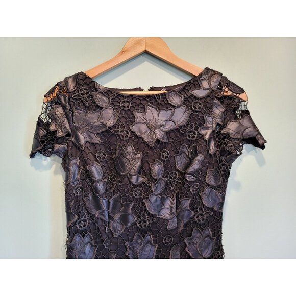 Cache Black Floral Eyelet Lace Pencil Dress Whimsigoth Grunge Goth Sz S - Picture 2 of 7